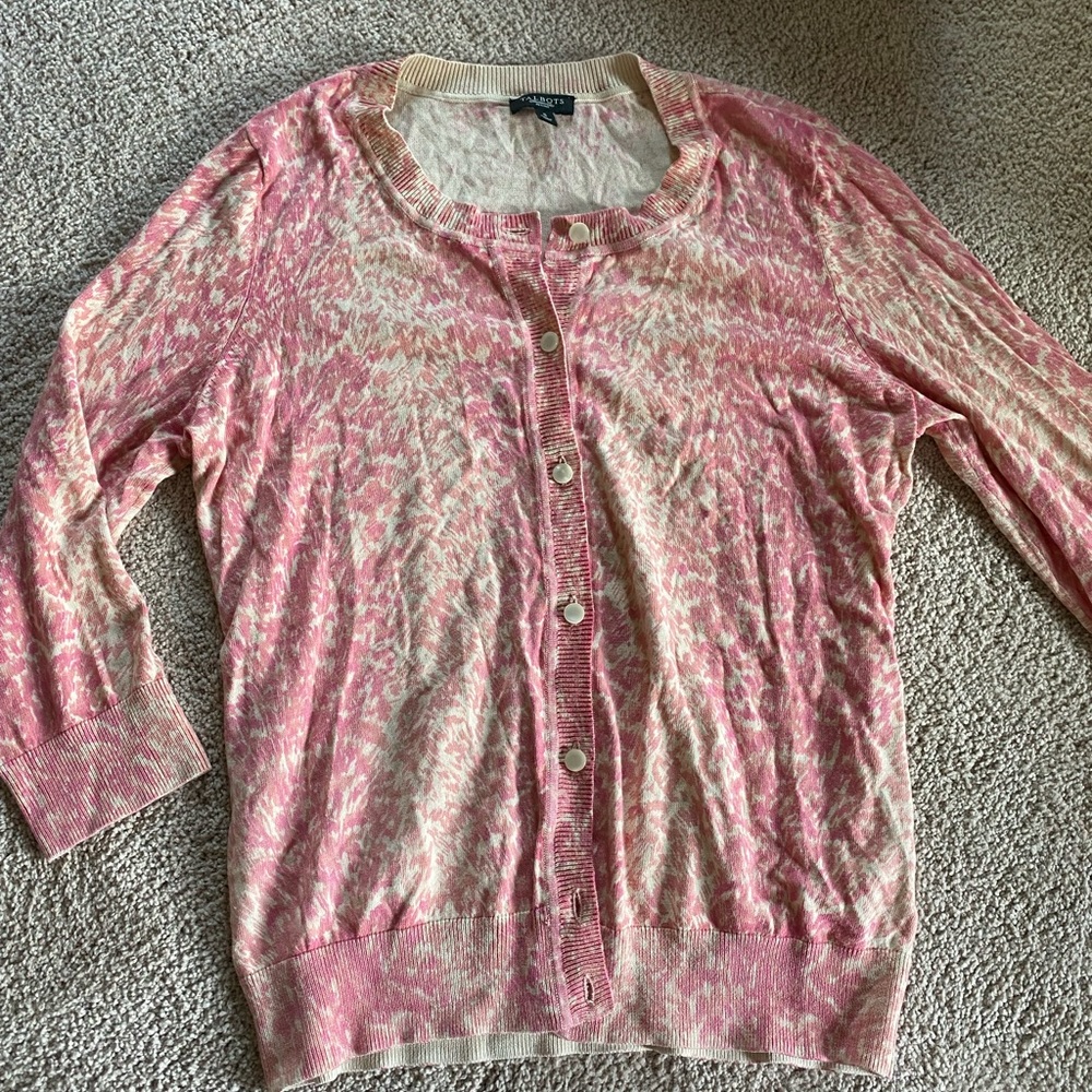 Talbots Pink 3/4 sleeve button down
